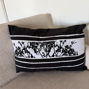 Black and White Floral Accent Pillow